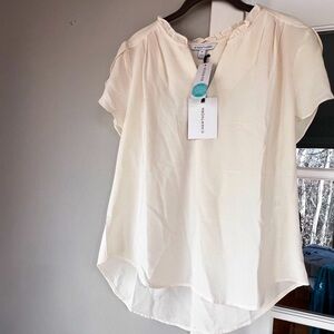 41 Hathorne Tiffany Tulip Sleeve Blouse Cream Dressy Business Casual Women M